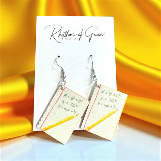 Math Made Stylish: Wooden Math Teacher Drop Earrings – Smart, Fun & Totally You!