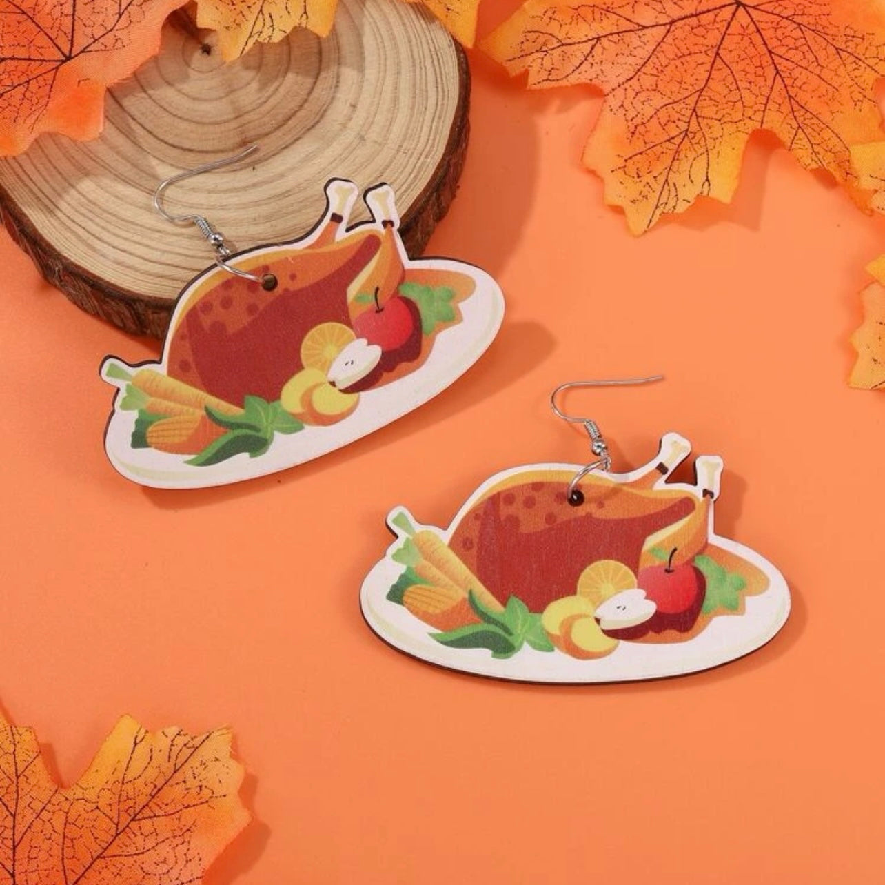 Thanksgiving Dinner Earrings - Thanksgiving Earrings, Thanksgiving Accessories, Turkey Trot, Food Earrings - Rhythms of Grace Creative
