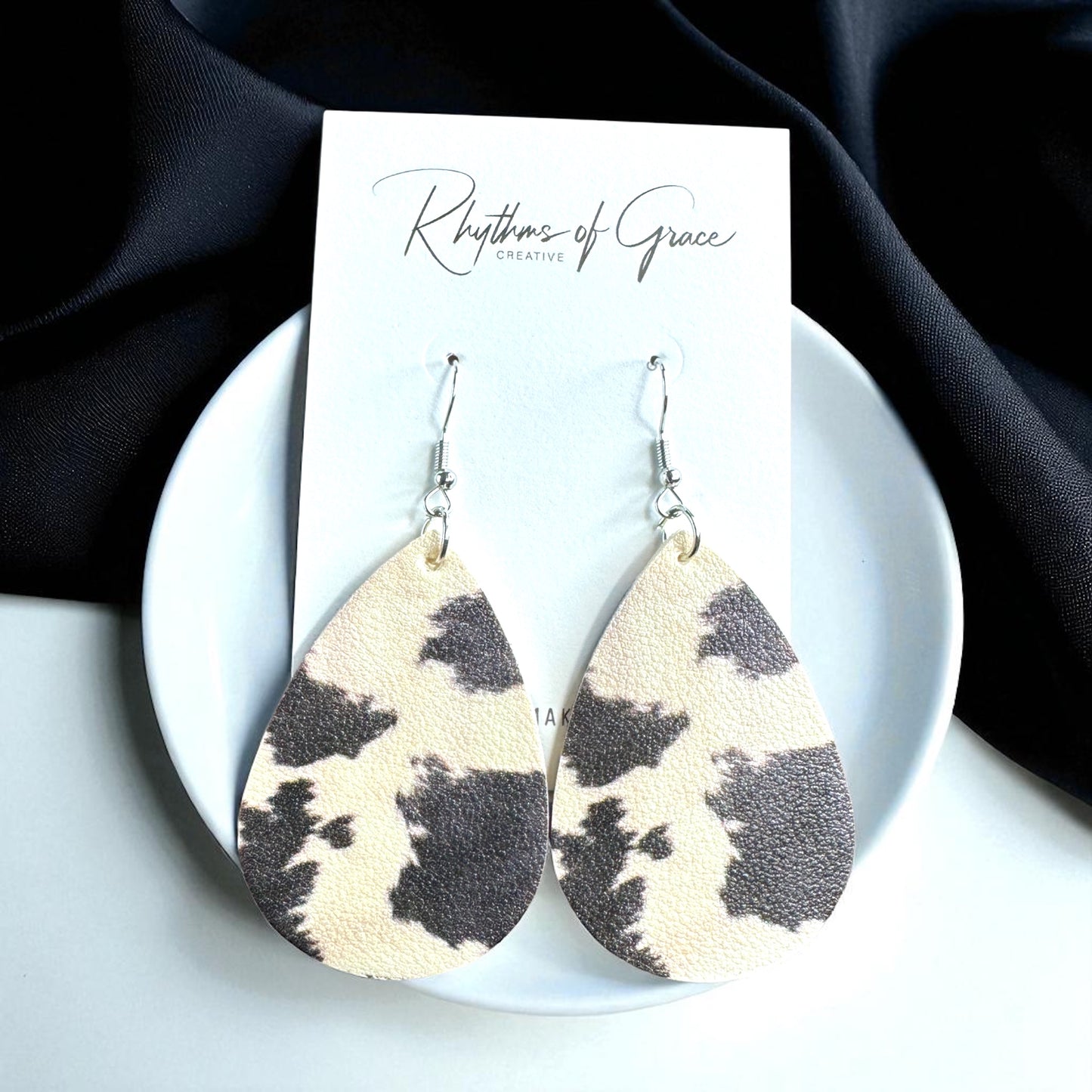 Cow Print Teardrop Earrings – Chic, Cowgirl, & Totally Rodeo Ready!
