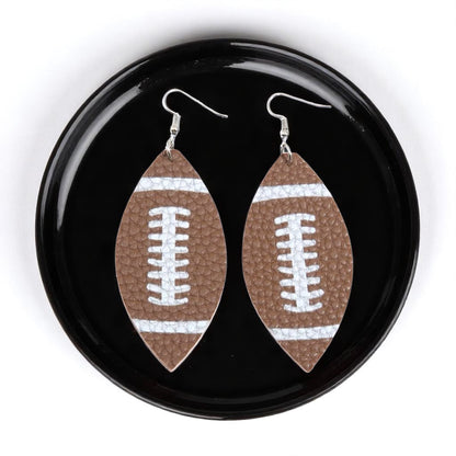 Score Big With Leather Football Dangle Earrings 🏈