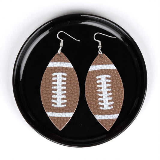 Score Big With Leather Football Dangle Earrings 🏈