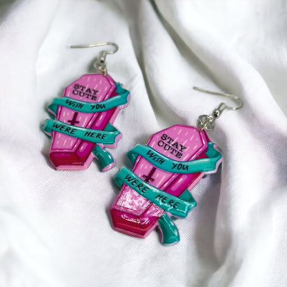 Tombstone Earrings - Halloween Earrings, Coffin Earrings, Halloween Accessories, Halloween Earrings, Undertaker Earrings, Halloween Accessories - Rhythms of Grace Creative