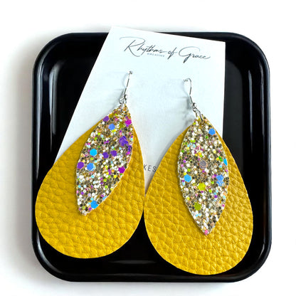 Golden Glow Teardrop Dangles: Shine Bright in Yellow!