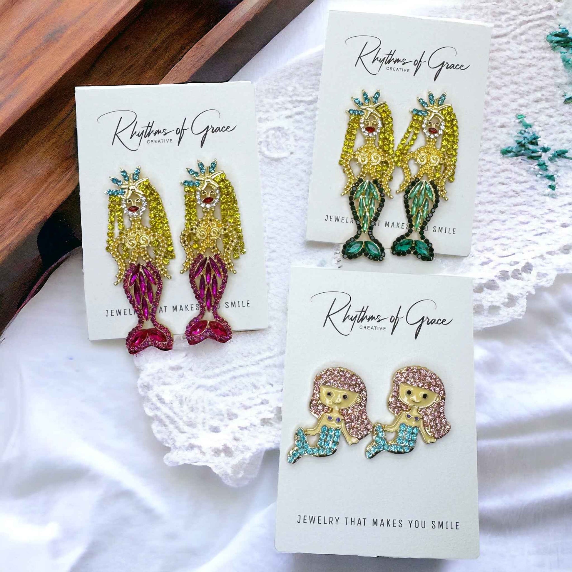 Mermaid Vibes Only: Rhinestone Drop Earrings – 3 Magical Styles! 🧜‍♀️