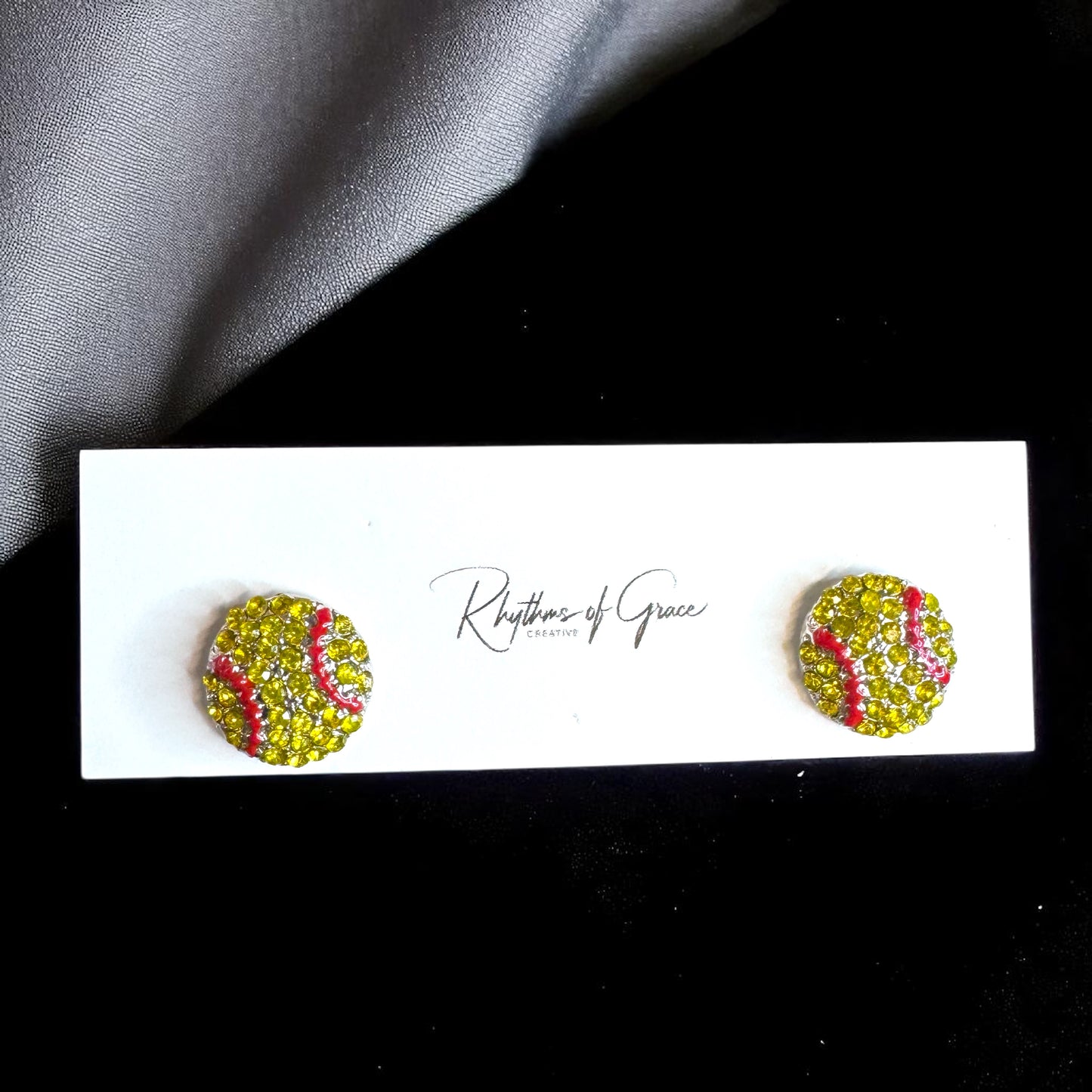Score Big with Sparkle! Rhinestone Sports Stud Earrings