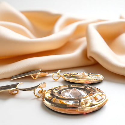 Shine On! Gold & Glass Dangle Earrings - Stunning Statement Jewelry