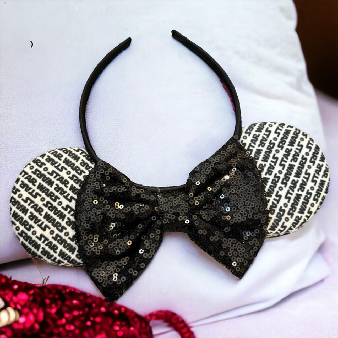Star Wars Inspired Sequin Mouse Ears Headband, Darth Vader, Stormtrooper, NEW