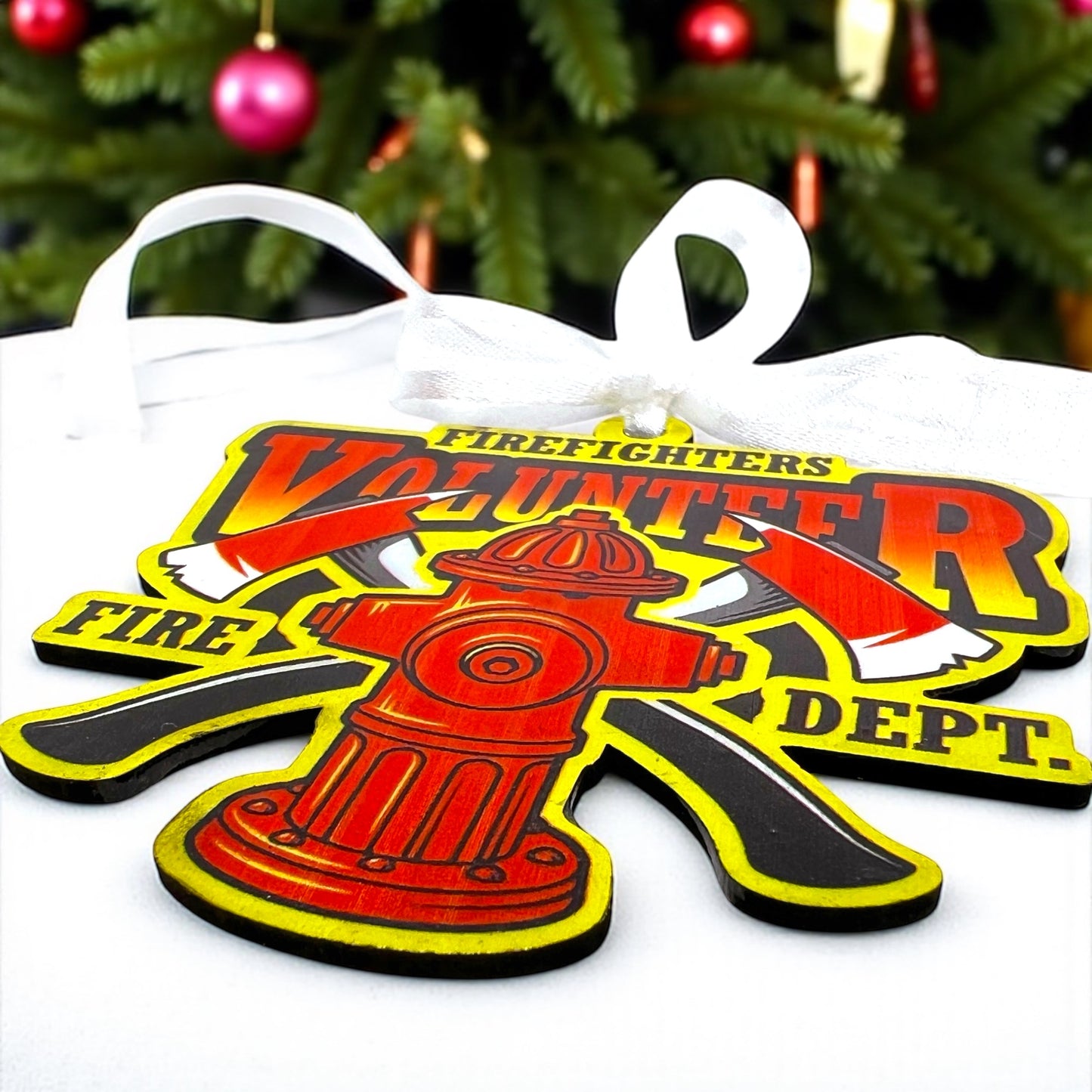 Firefighters Volunteer - Fire Dept Sublimation Ornament 
Ignite Your Holiday Spirit!