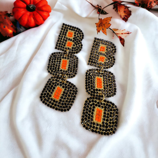 Boo Earrings - Halloween Earrings, Beaded Earrings, Halloween Accessories, Halloween Earrings, Rhinestone Halloween, Trick or Treat - Rhythms of Grace Creative