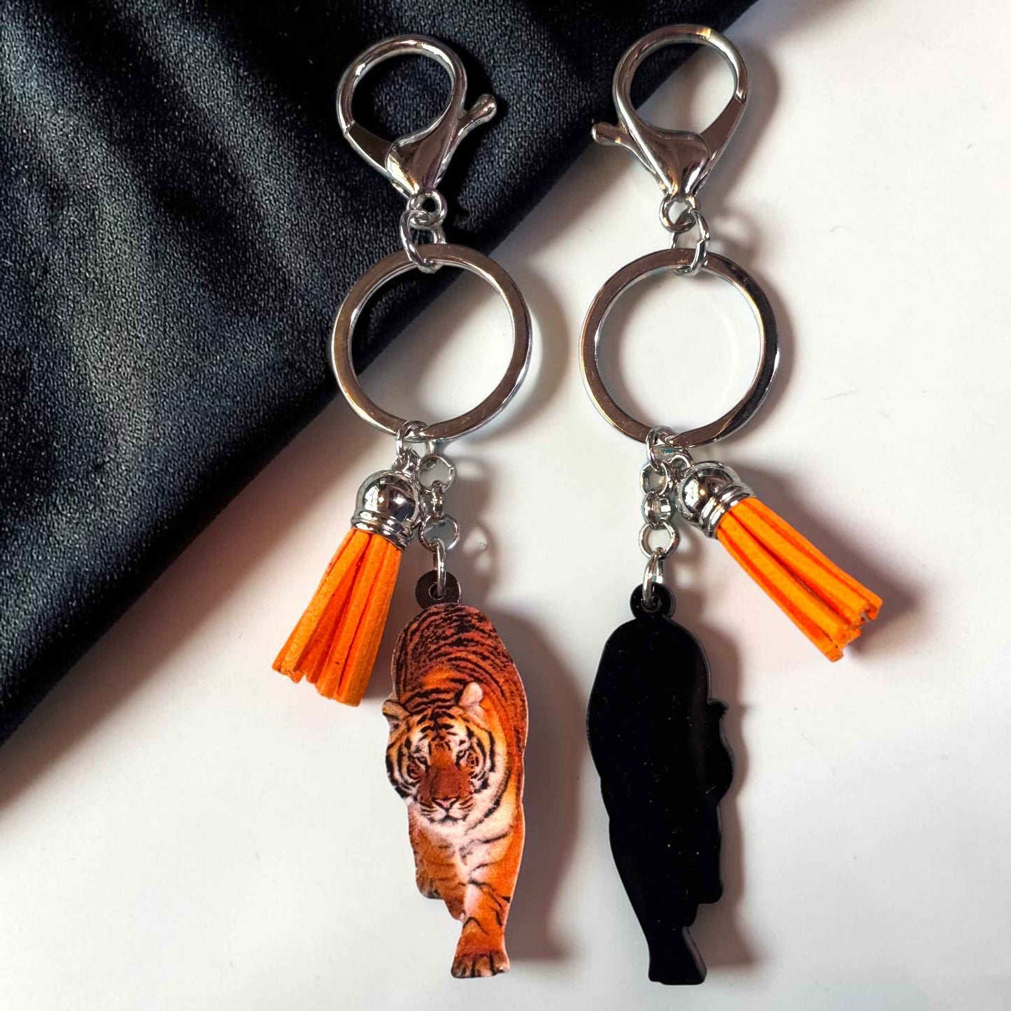 Wooden Tiger Keychain | Durable & Vibrant Tiger Charm | 5"