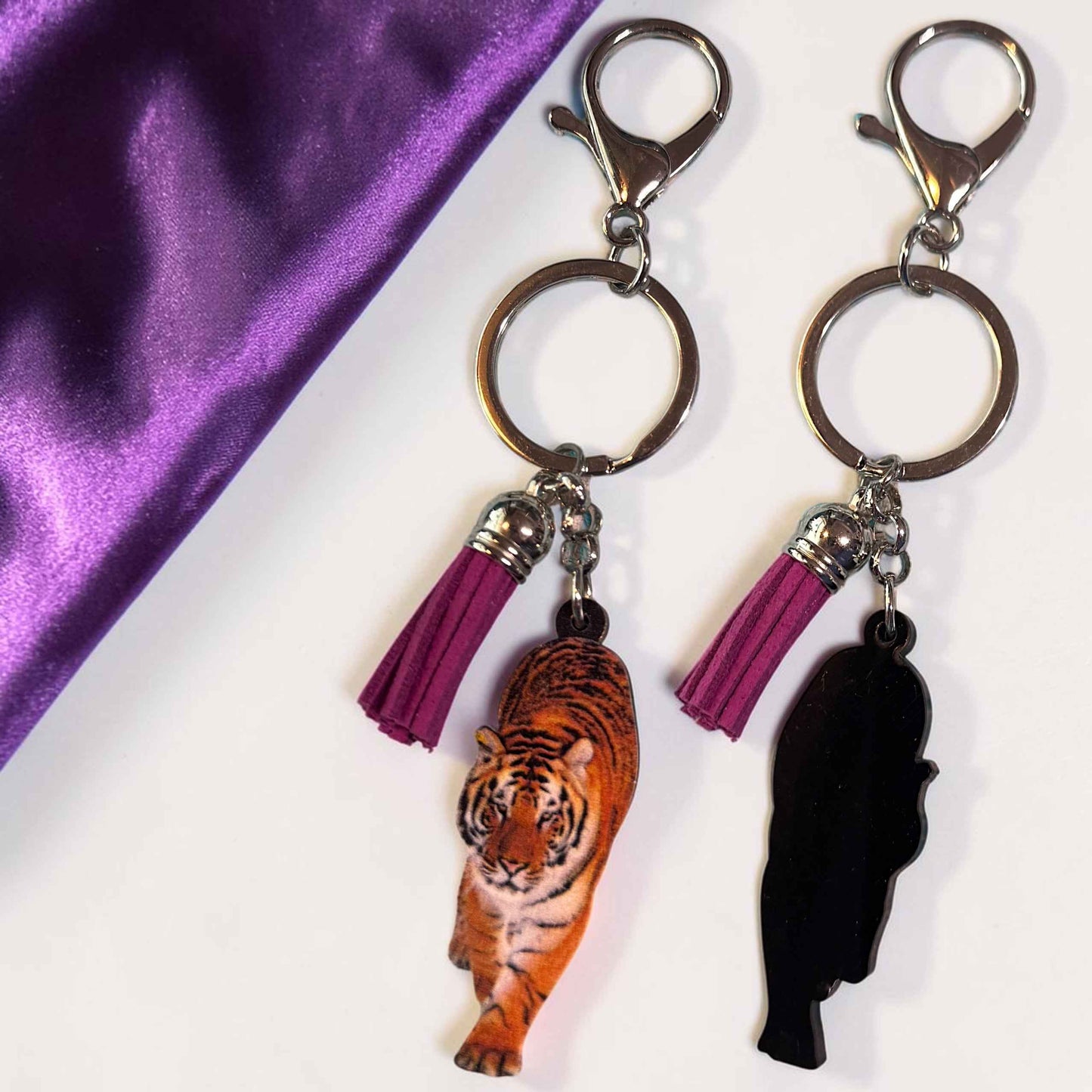 Wooden Tiger Keychain | Durable & Vibrant Tiger Charm | 5"