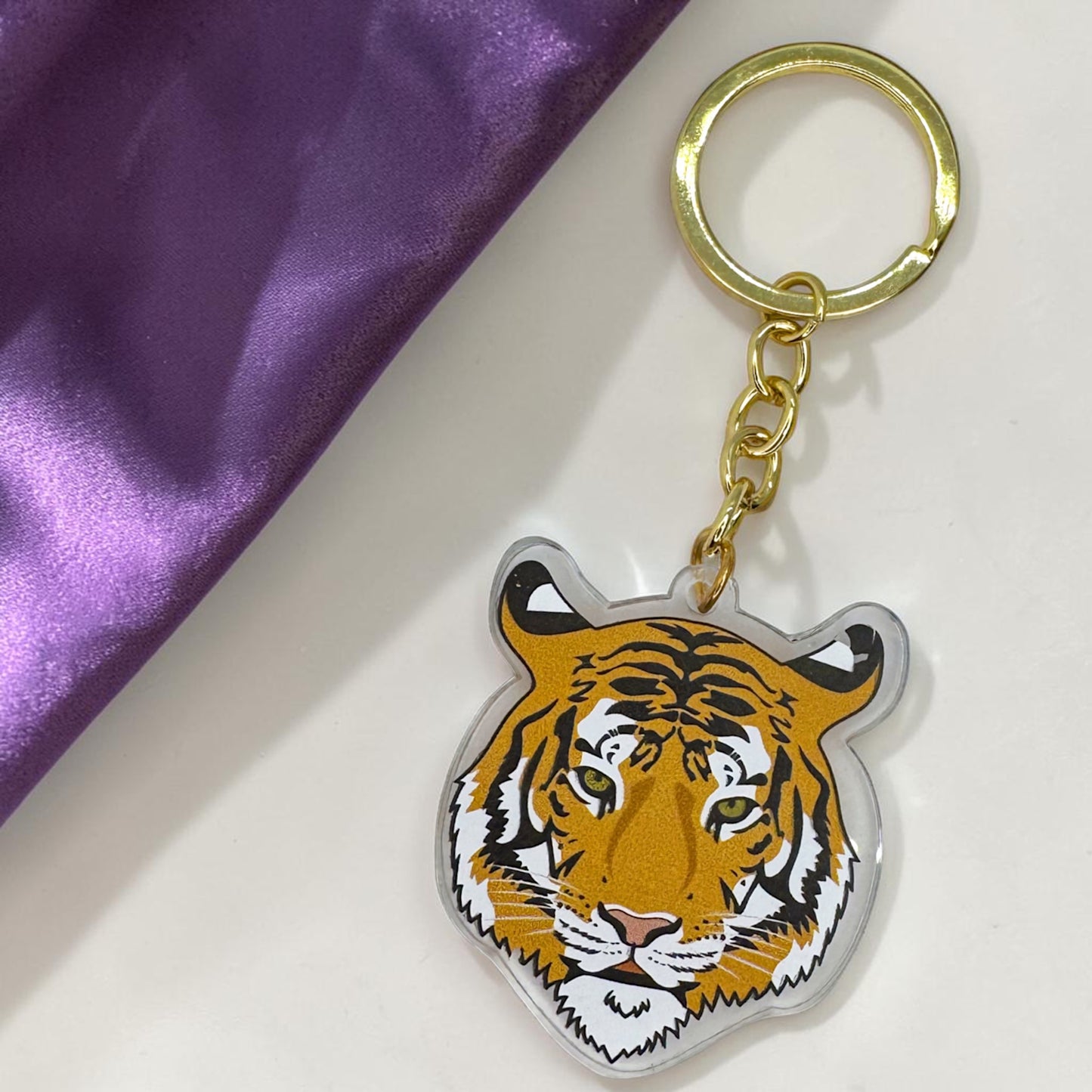 Acrylic Tiger Keychain | Durable & Vibrant Tiger Charm | 5"