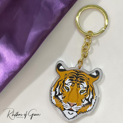 Acrylic Tiger Keychain | Durable & Vibrant Tiger Charm | 5"