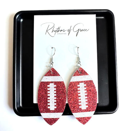 Score Big with Sparkle! Glitter Football Dangle Earrings 🏈