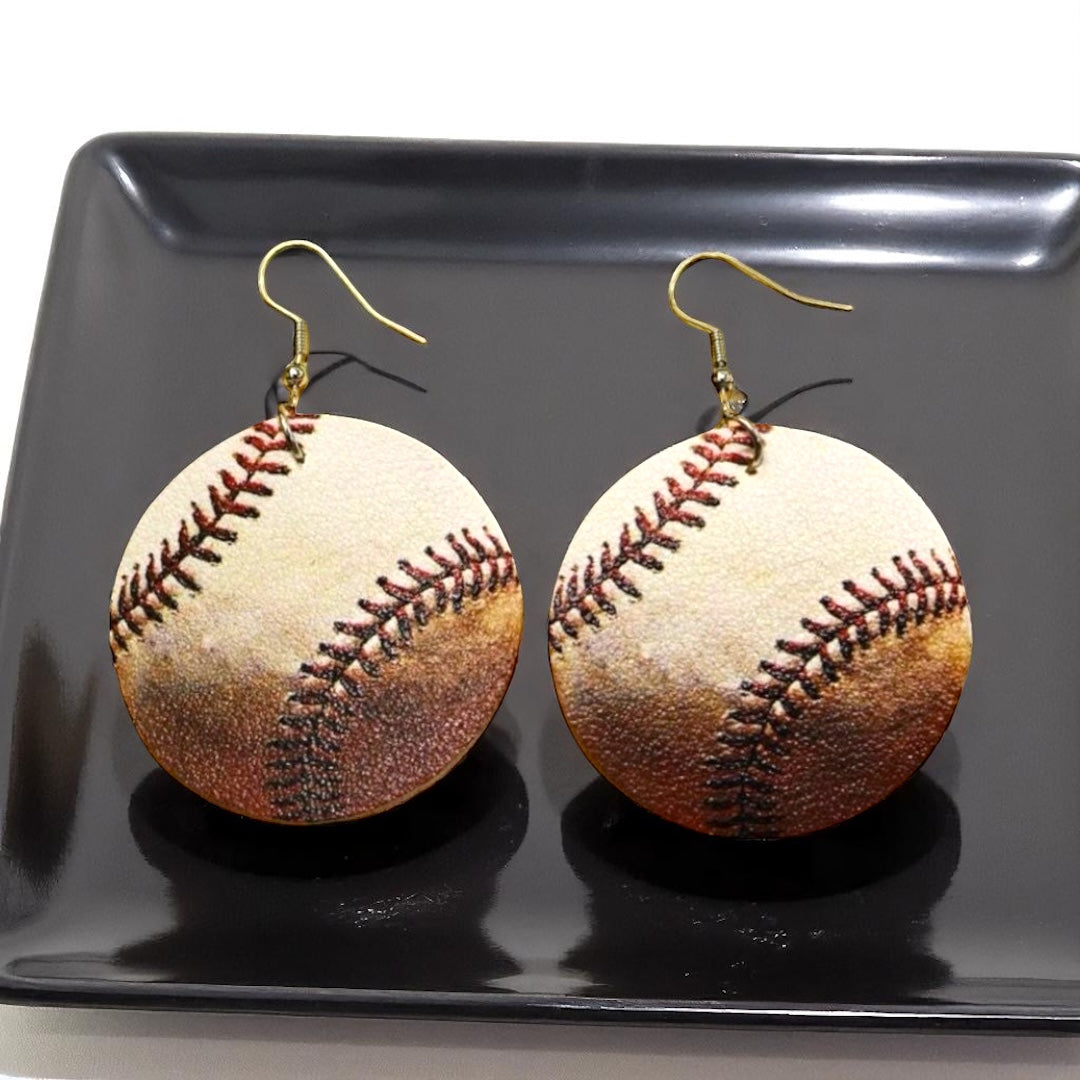 Home Run Style: Realistic Baseball Dangle Earrings!