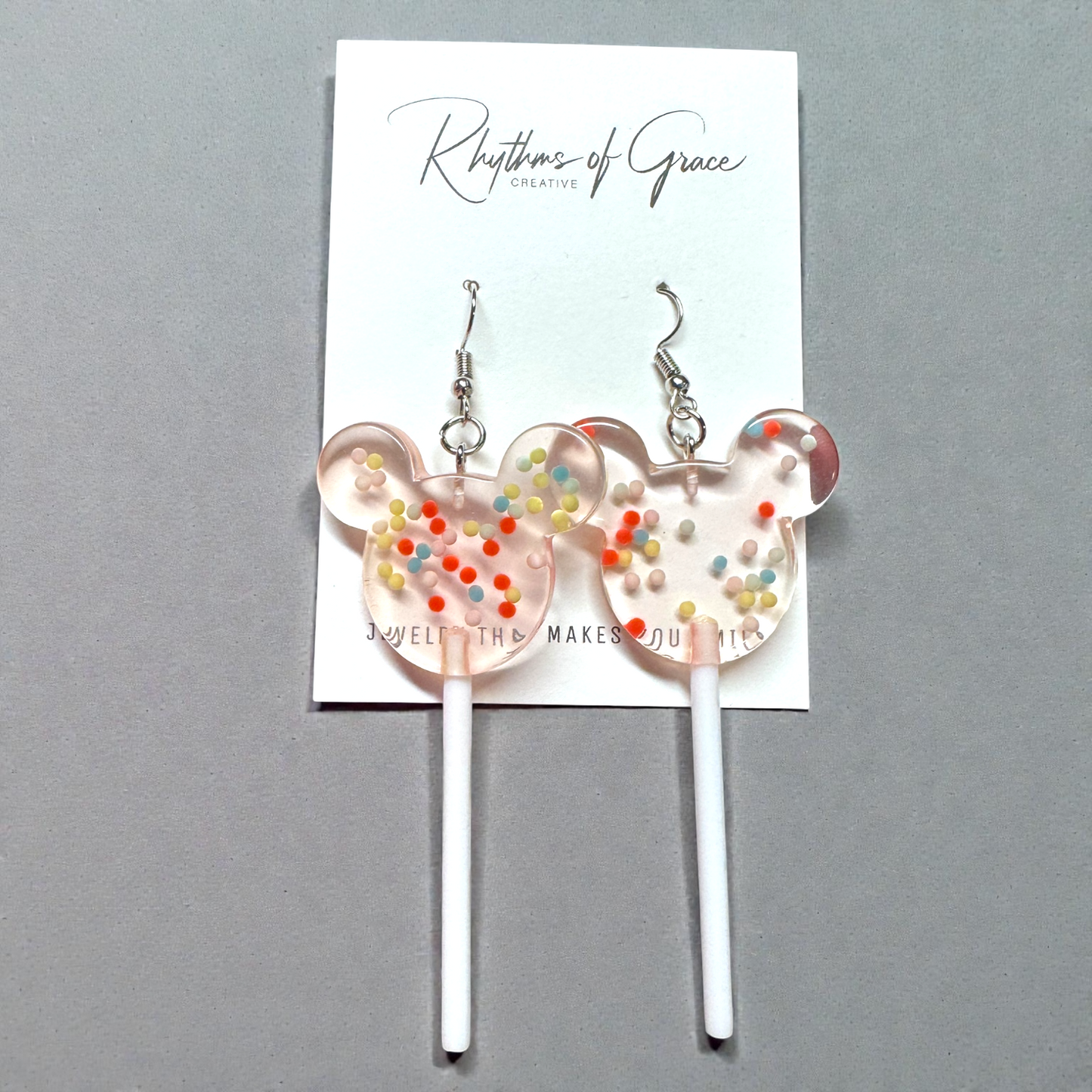Whimsy & Sweetness – Mouse Ears Lollipop Earrings in Pink or Blue!