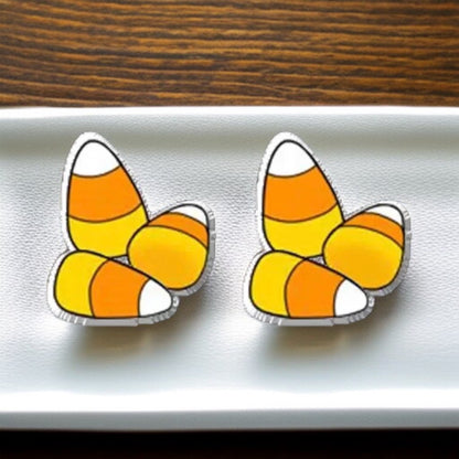 Boo-tiful Candy Corn Stud Earrings - Handmade Halloween Delight! 🎃