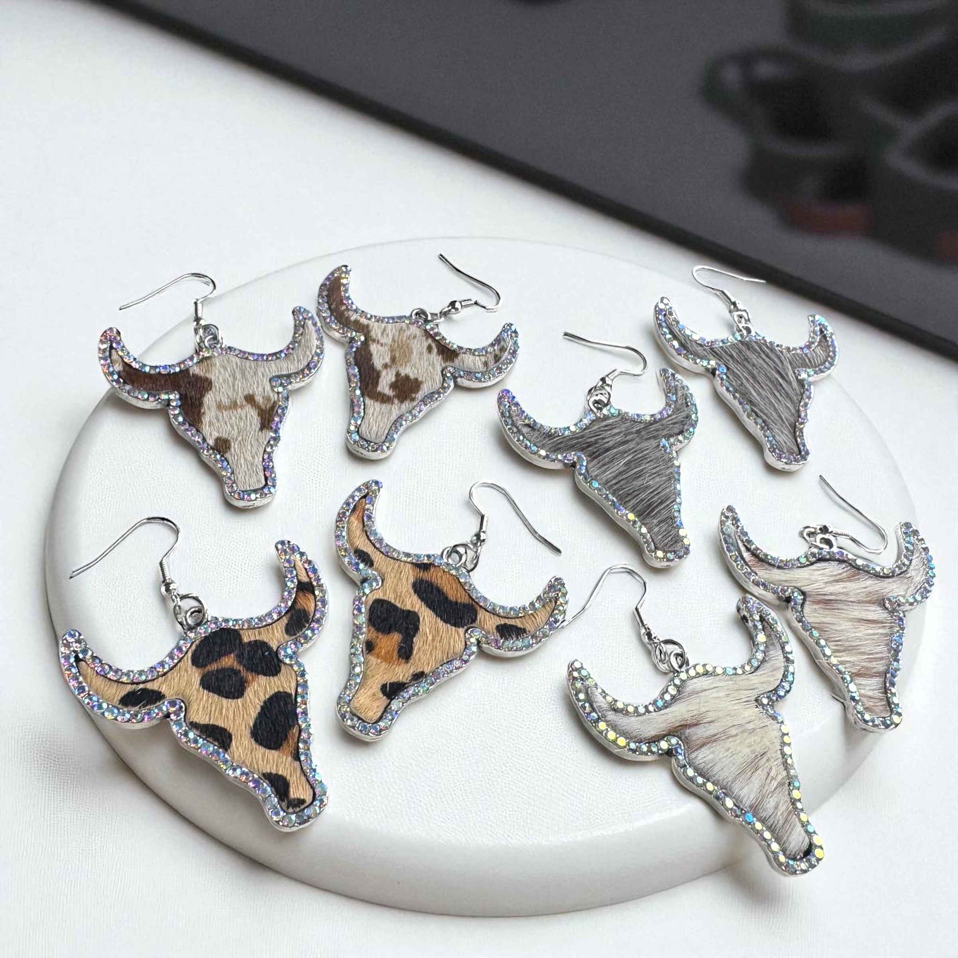 Giddy Up Glam: Rhinestone Longhorn Dangle Earrings
