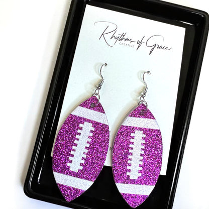 Score Big with Sparkle! Glitter Football Dangle Earrings 🏈