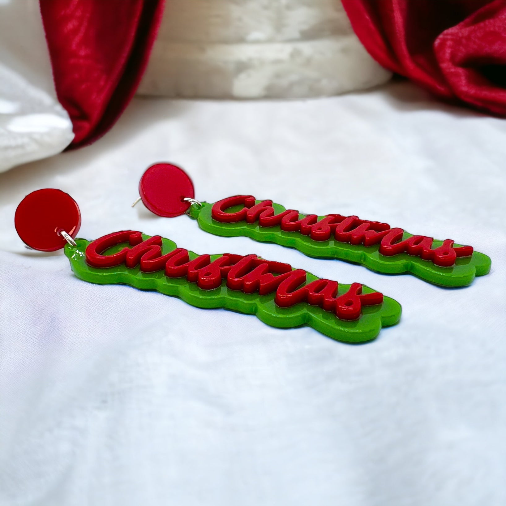Christmas Earrings - Naughty or Nice, Red and Green Earrings - Rhythms of Grace Creative