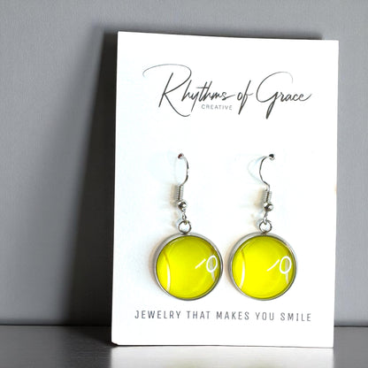 Serve Up Style with Tennis Cabochon Dangle Earrings! 🎾