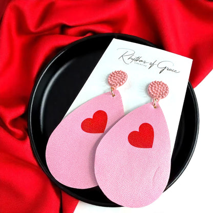 Teardrop Faux Leather Heart Earrings – Two Stunning Styles