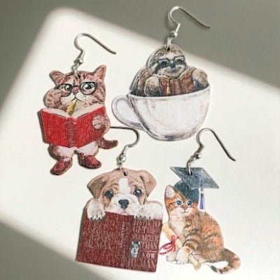 Back to School Animal Teacher Earrings – Cat, Dog, Sloth & Grad Designs | Fun Teacher Accessories - Rhythms of Grace Creative