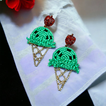 Sweet Treat: Rhinestone Ice Cream Cone Earrings