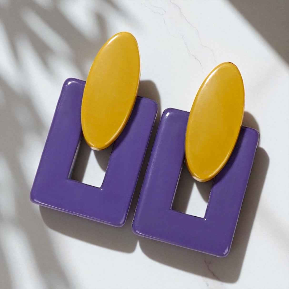 Geaux Bold: Oversized Purple & Gold Drop Earrings 💛💜