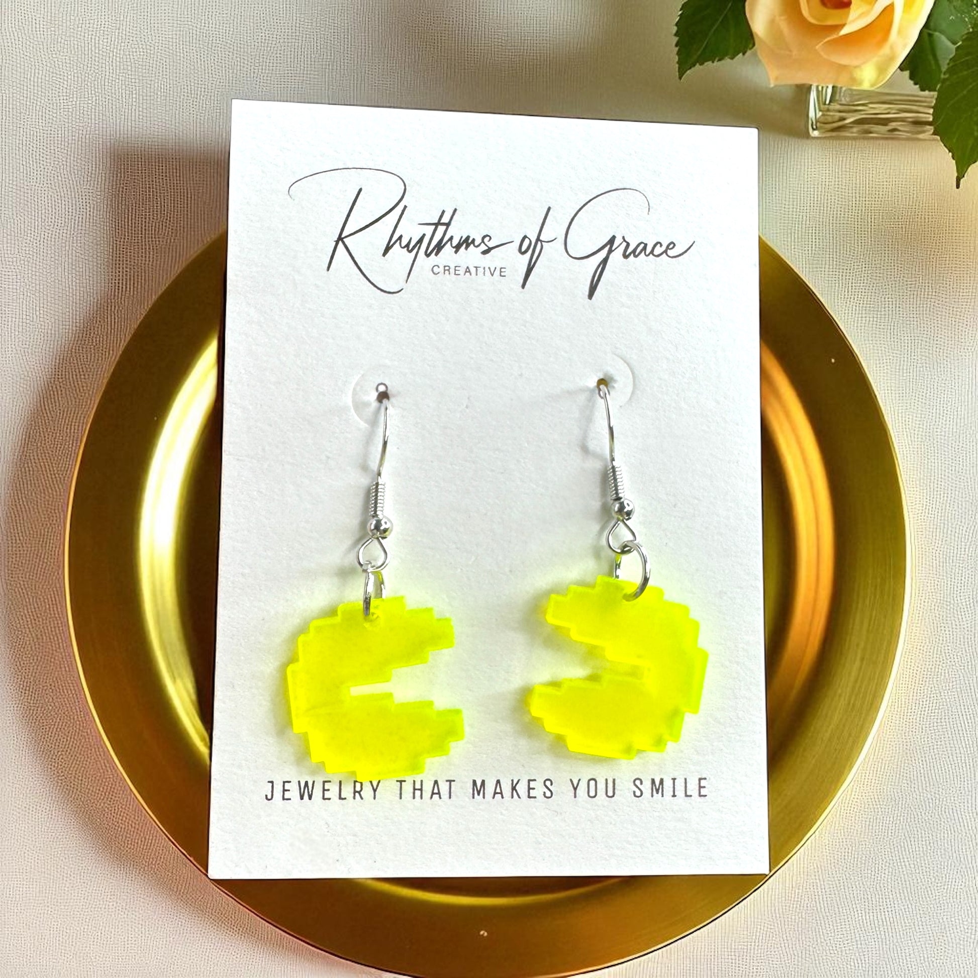 PAC-MAN Party Earrings Set - Embrace 80's Retro with Handmade Dangle Fun! - Rhythms of Grace Creative