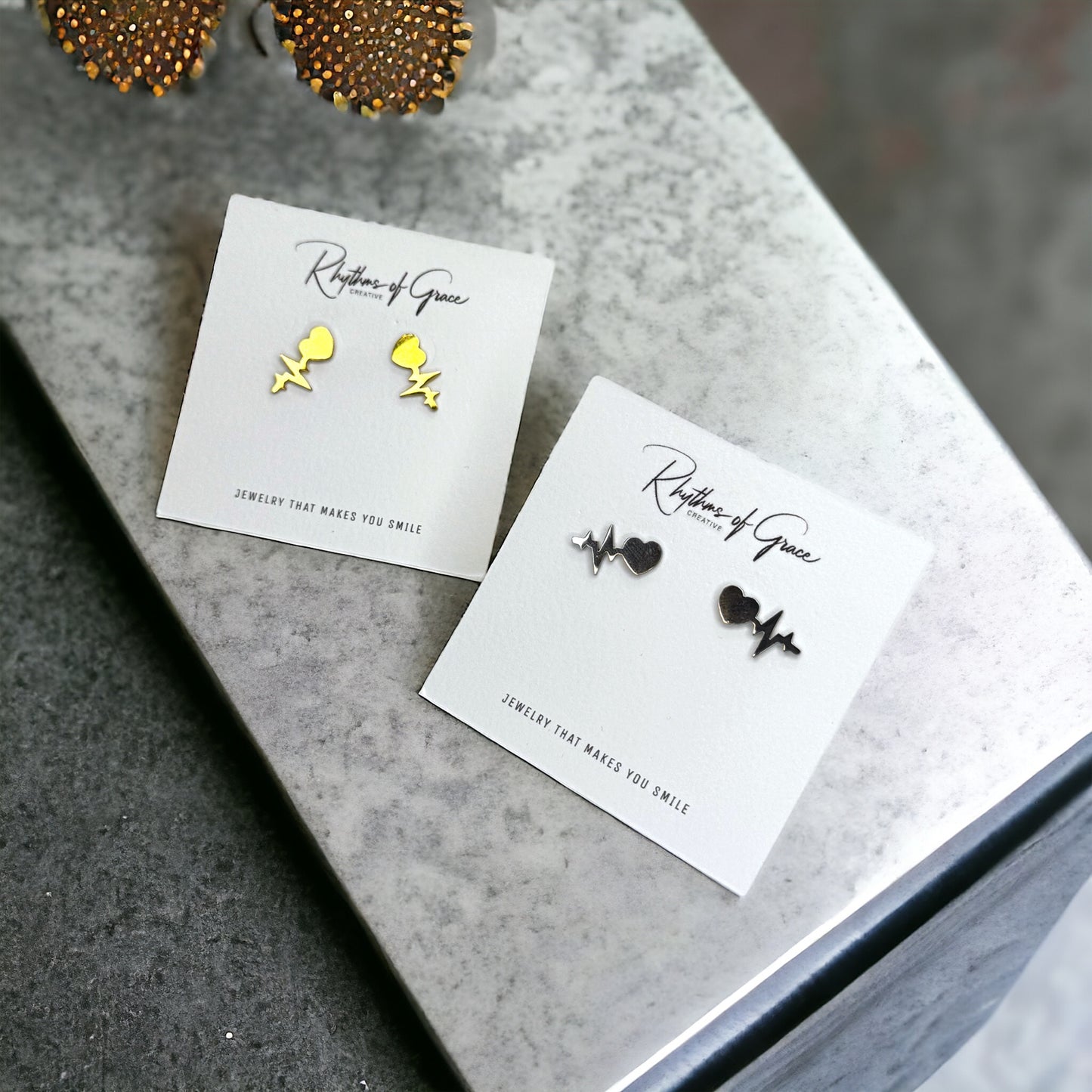 Heartbeat Studs: Dainty Elegance for Life & Love in Gold or Silver!