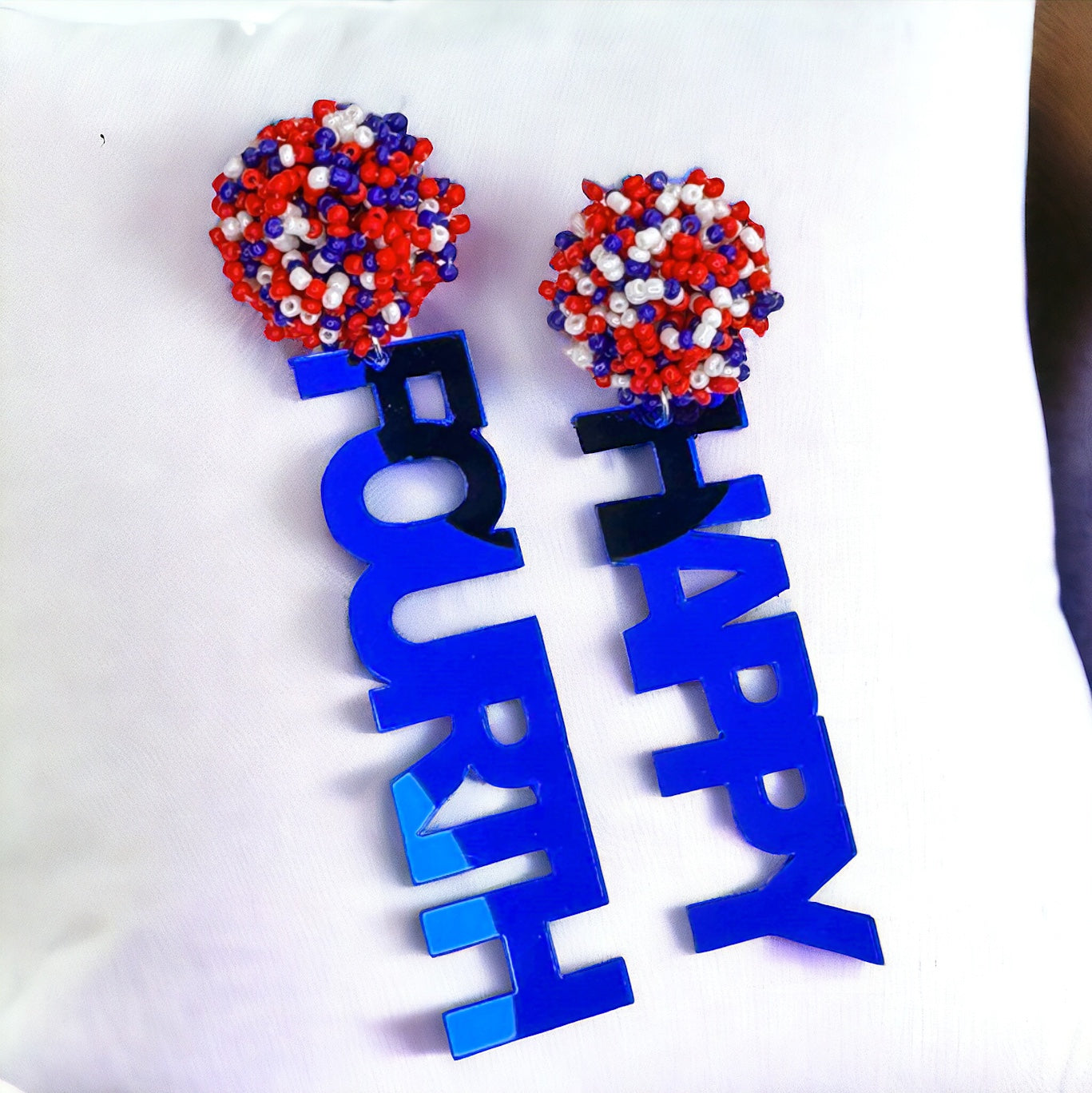 Patriotic Red White and Blue Dangle Earrings - Perfect for Fourth of July!