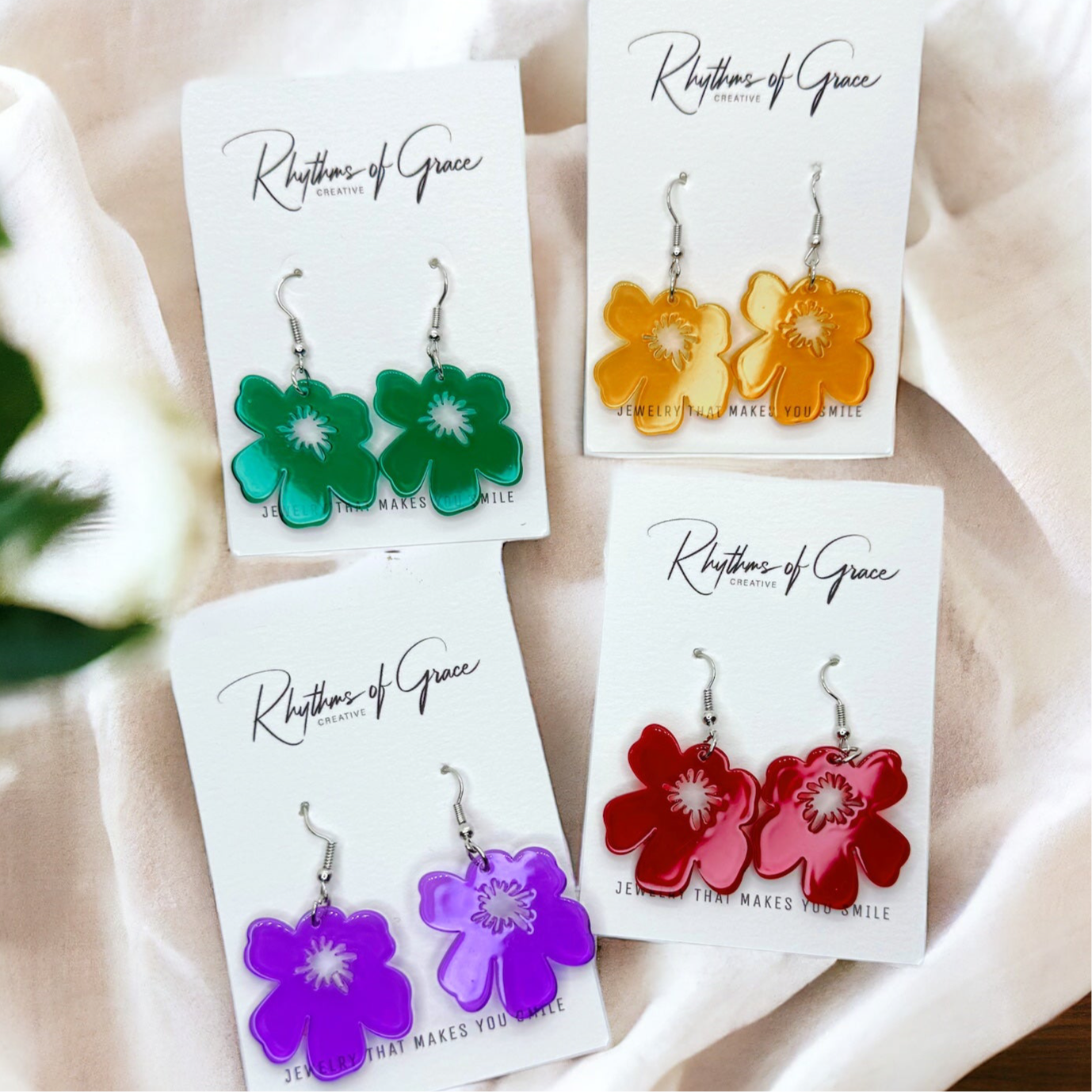 Tropical Flower Dangle Earrings 🌼 - Bring the Paradise to You! - Rhythms of Grace Creative
