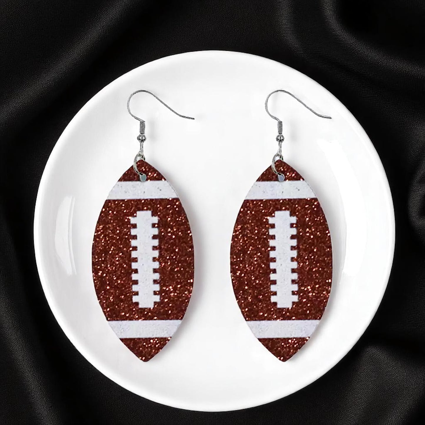 Score Big with Sparkle! Glitter Football Dangle Earrings 🏈