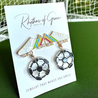 Score a Goal with Our Stunning Soccer Dangle Earrings! ⚽️