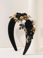 Festive Floral Headband - Handmade Headpiece, Rhinestone Headband, Holiday Headpiece, Beaded Headband - Rhythms of Grace Creative