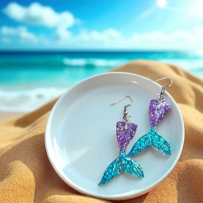 Mermaid Tail Magic – Glittery Earrings in 3 Splashy Colors! ✨