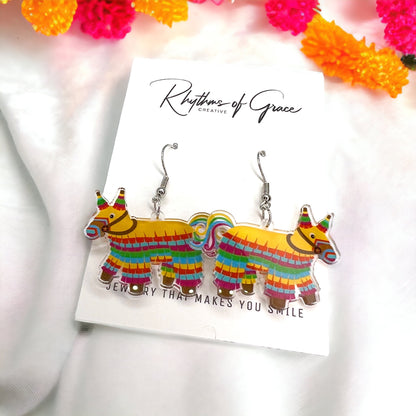 Fiesta Earrings - Dia de los Muertos, Halloween Earrings, Taco Tuesday, Tequila Earrings, Halloween Earrings, Piñata Earrings, Day of the Dead, Avocado Earrings, Cinco de Mayo - Rhythms of Grace Creative