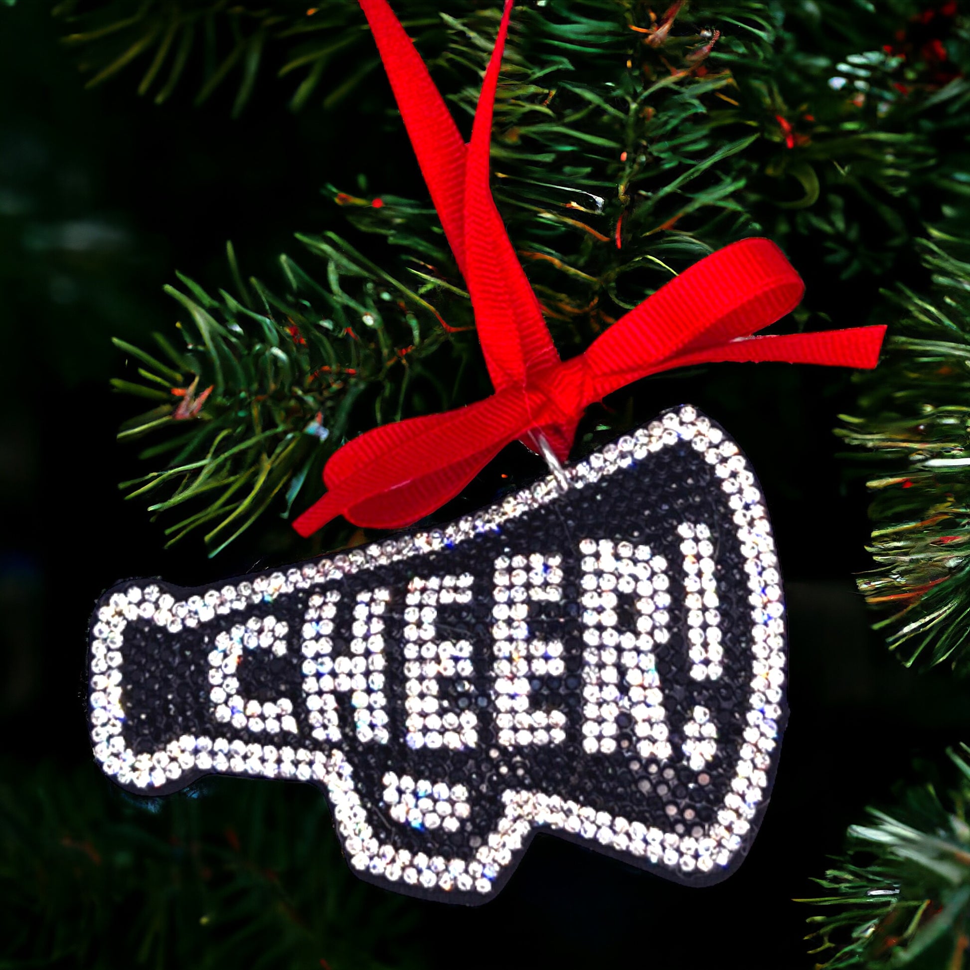 Personalized Rhinestone Cheerleader Christmas Ornament - Handcrafted Holiday Decor - Perfect Stocking Stuffer - Rhythms of Grace Creative