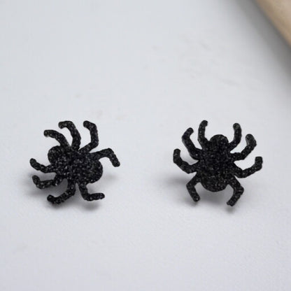 Bewitching Black Glitter Spider Studs! New Halloween Favorite!🕷️