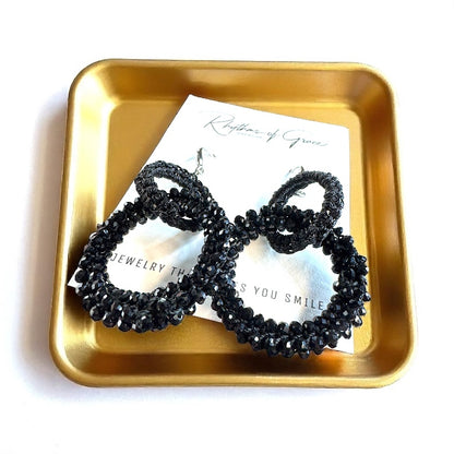 Sparkle and Shine: Stunning Black Beaded Dangle Earrings