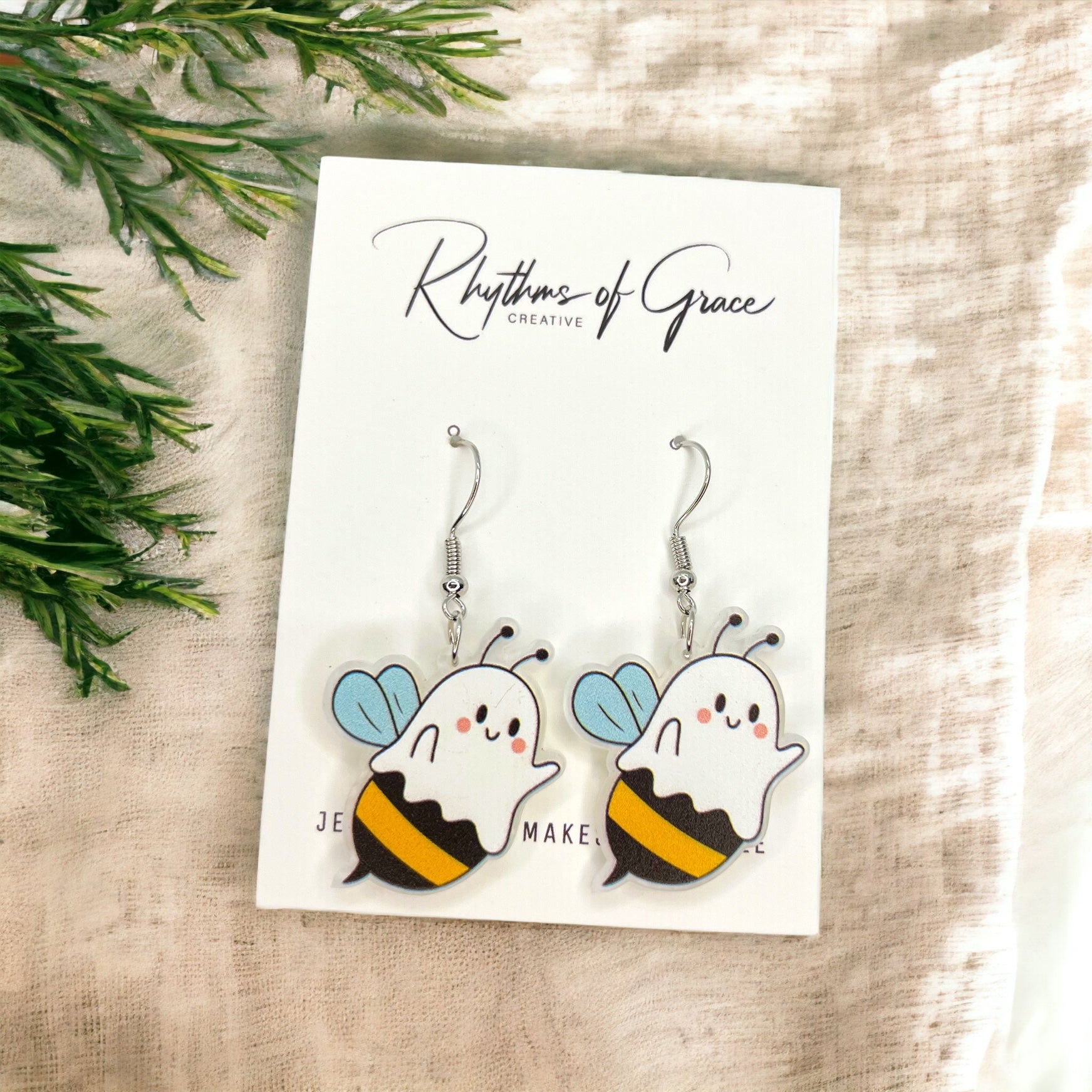 Boo Bees Earrings: Your Spooktacular Halloween Accessory! 👻🐝 - Rhythms of Grace Creative