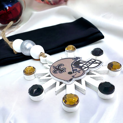 Saintsational Holiday Cheer: Handmade New Orleans Saints Snowflake Ornament!