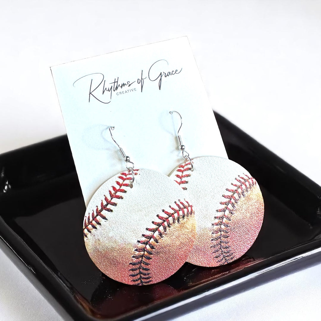 Home Run Style: Realistic Baseball Dangle Earrings!