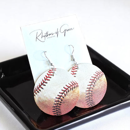 Home Run Style: Realistic Baseball Dangle Earrings!
