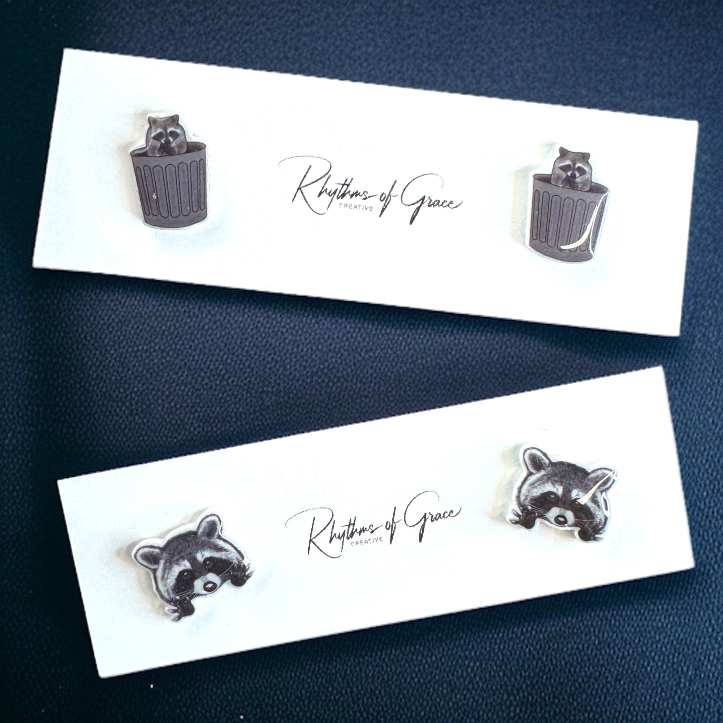 Ravishing Raccoon Stud Earrings - Double the Cuteness!