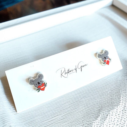Koala-ty Cuties: Adorable Cartoon Koala Stud Earrings!