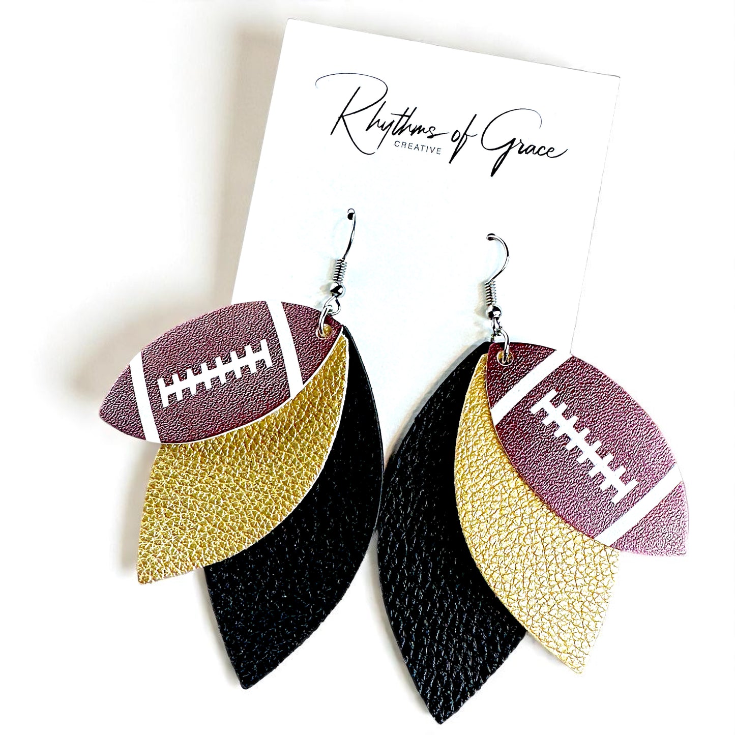 Touchdown in Style: Black and Gold Football Earrings for the Fashion-Forward Fan!
