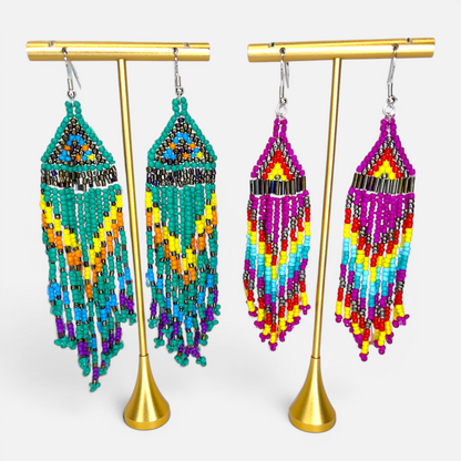 Festival Babe Beaded Fringe Earrings | Bold Boho Statement Earrings | Western Boutique Jewelry