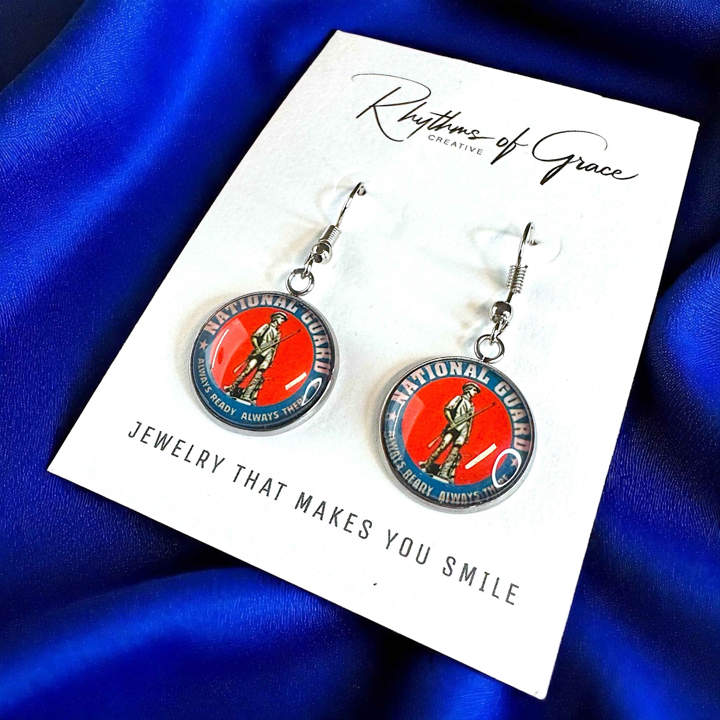 Military Mom Marvels: National Guard/Coast Guard Cabochon Dangle Earrings!